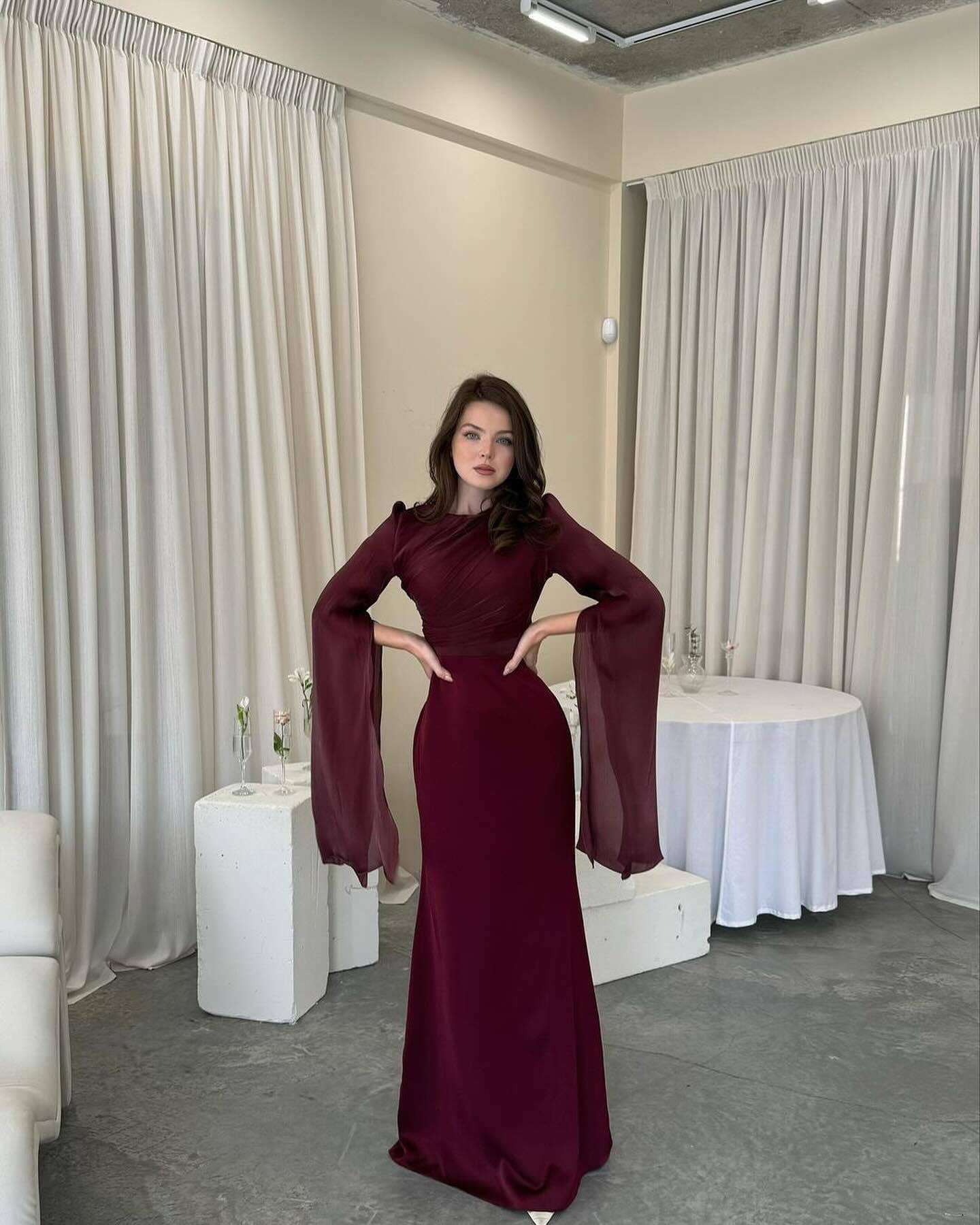 Women's Elegant White Maxi Dress – Long Sleeve Draped Cape Gown for Evening & Formal Occasions