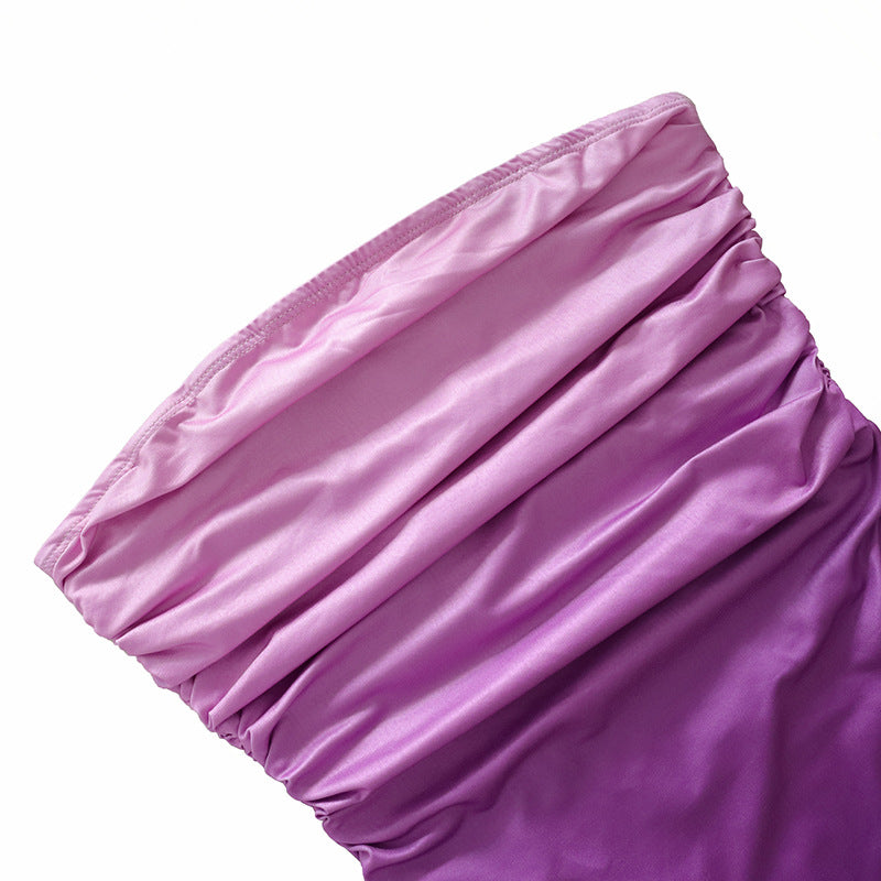 Women's Gradient Tube Top Bodycon Maxi Dress – Sexy Sleeveless Slim Fit Evening Wear