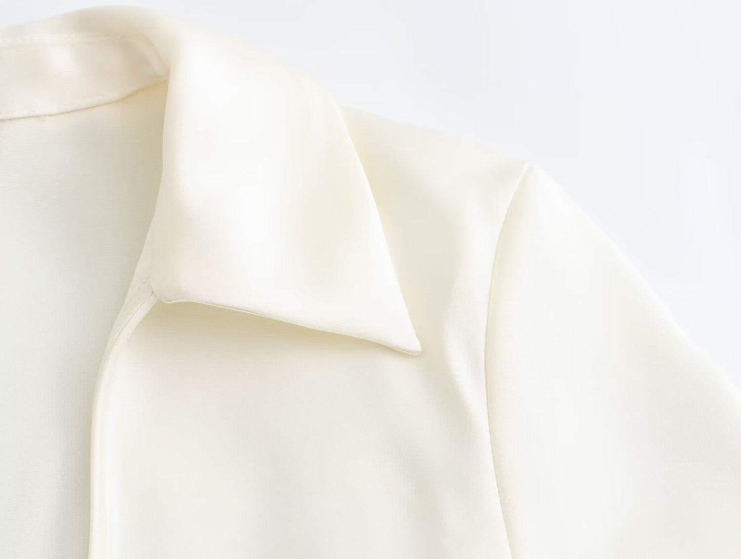 Women’s Satin Tie Front Blouse – Elegant Solid Color Long Sleeve top