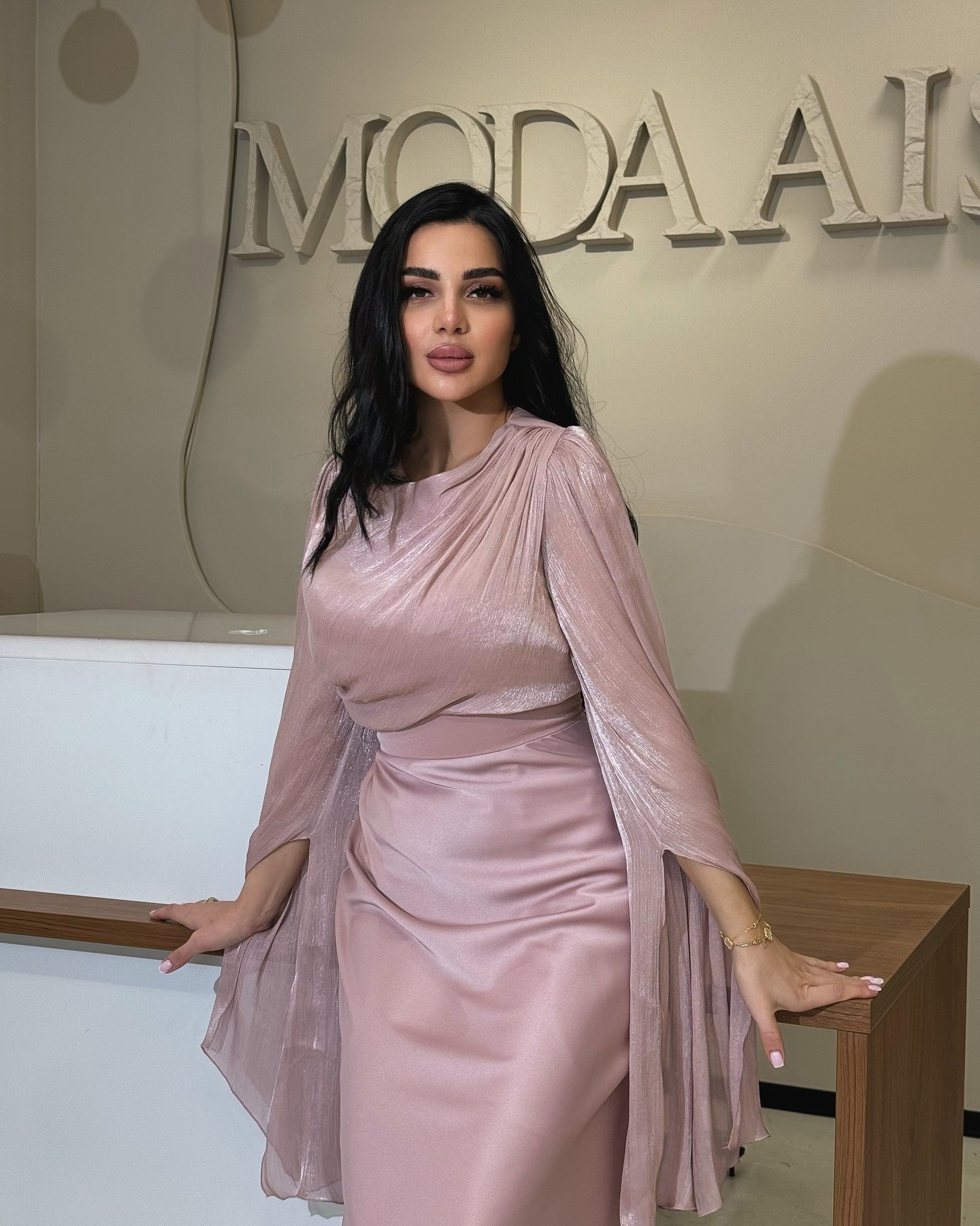 Women's Elegant White Maxi Dress – Long Sleeve Draped Cape Gown for Evening & Formal Occasions