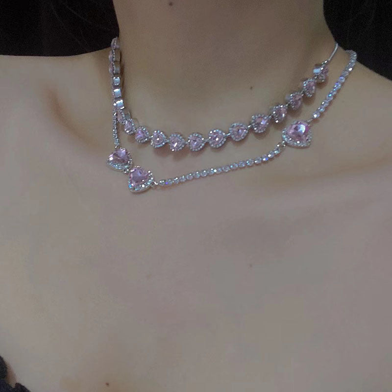 Glam Pink Heart Choker