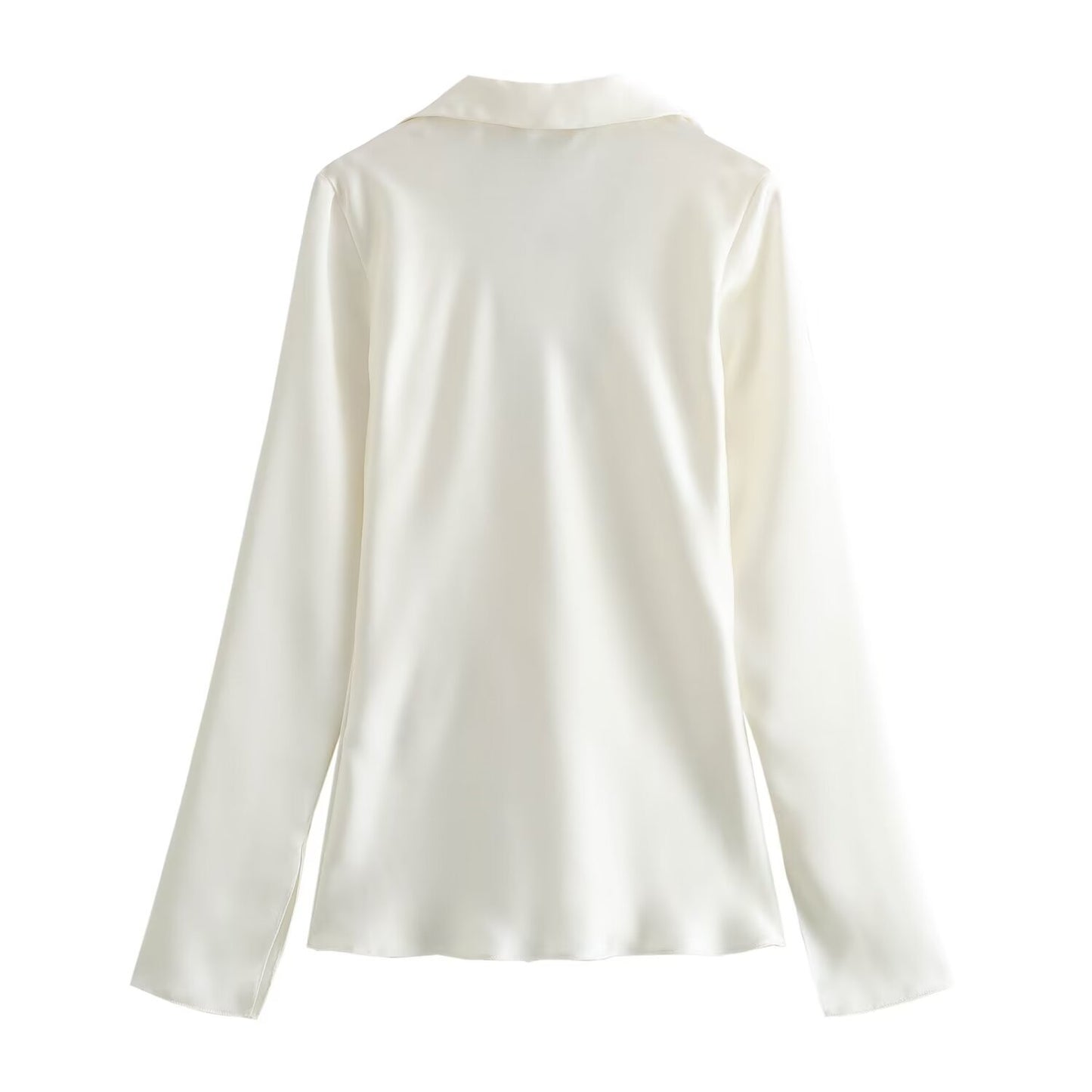 Women’s Satin Tie Front Blouse – Elegant Solid Color Long Sleeve top