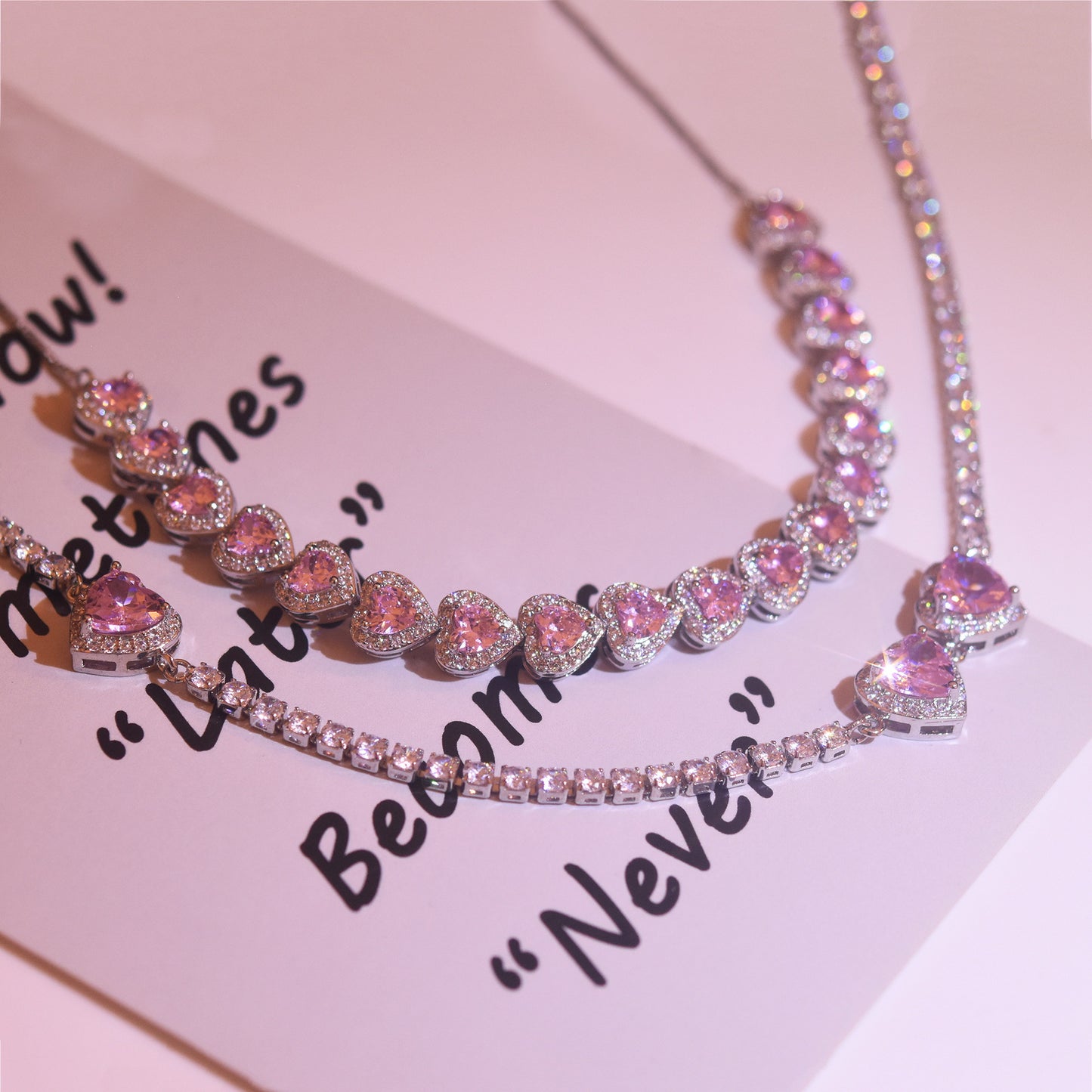 Glam Pink Heart Choker