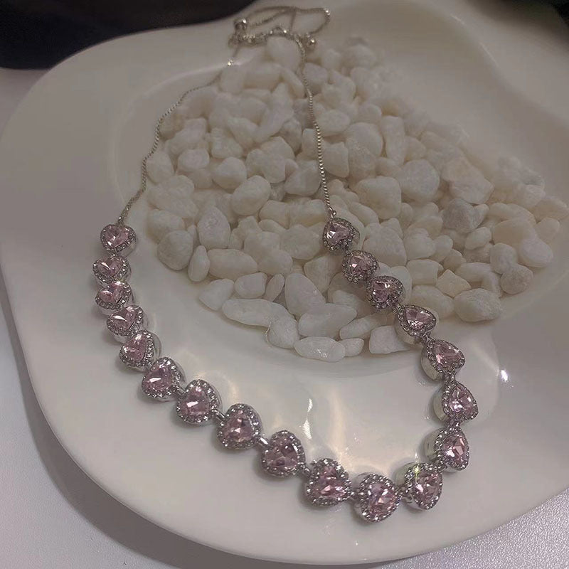 Glam Pink Heart Choker