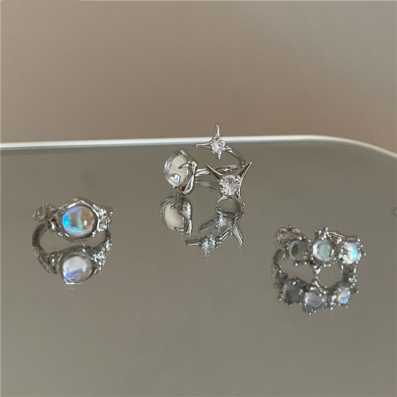 Y2K Star & Rose Crystal Ring