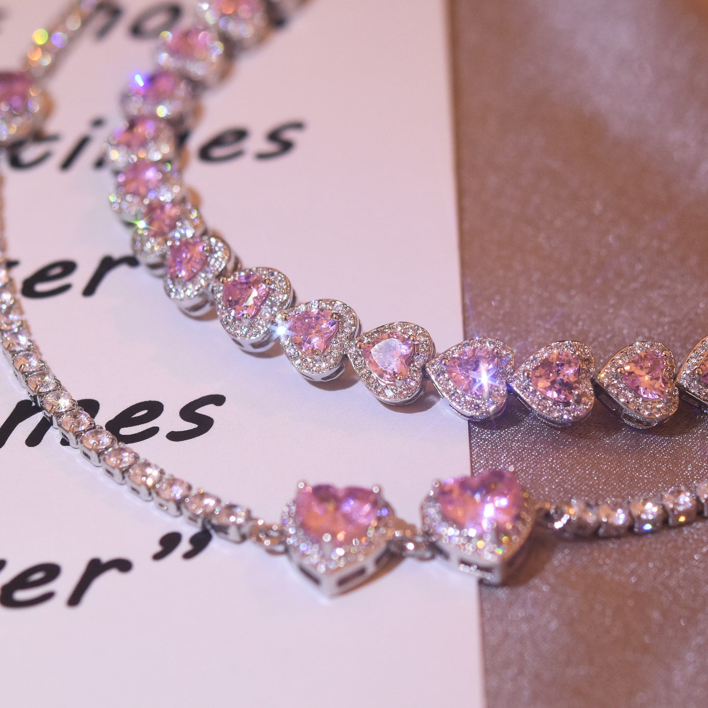 Glam Pink Heart Choker