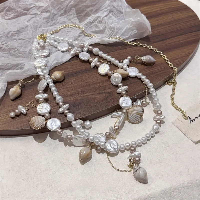 Multi-Layer Shell Pearl Tassel Stacking Waist Chain