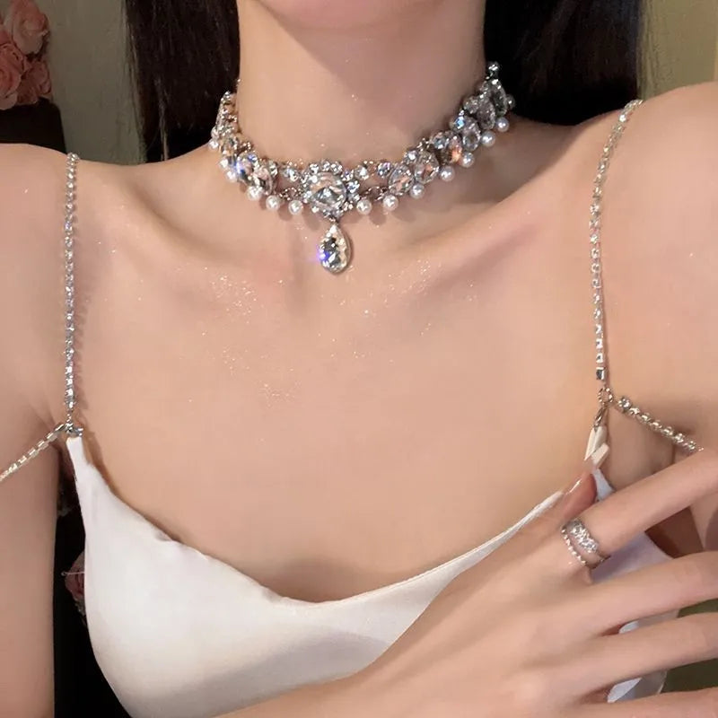 Encrusted Diamond Drop Pendant