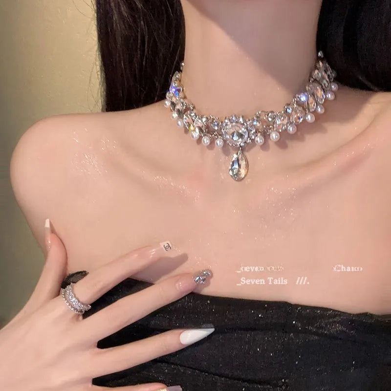 Encrusted Diamond Drop Pendant