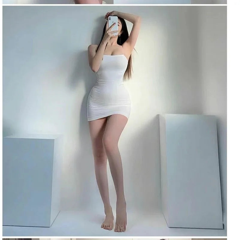 Women's Sexy Solid Color Spaghetti Strap Bodycon Mini Dress β Summer Stretch Slim Fit