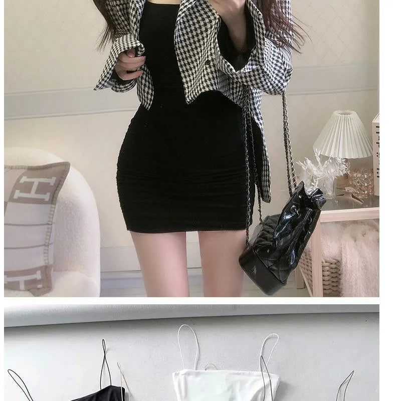 Women's Sexy Solid Color Spaghetti Strap Bodycon Mini Dress β Summer Stretch Slim Fit