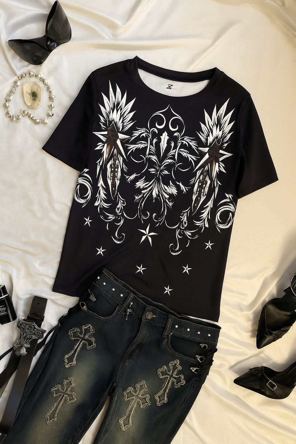 Women's Y2k Fairy Grunge T Shirt Punk Gothic Print Aesthetic