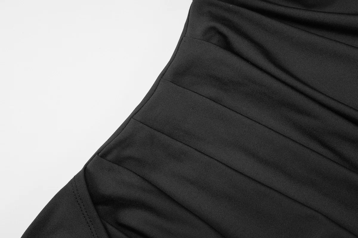 Women's Sexy One-Shoulder Black Maxi Dress – Long Sleeve Asymmetrical High Slit Slim Fit Evening Gown