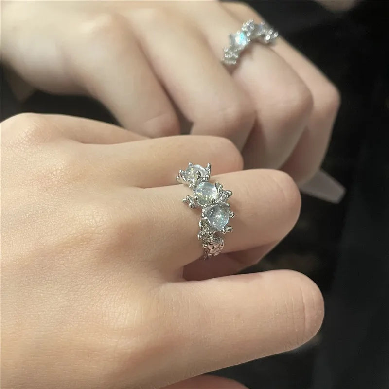 Y2K Star & Rose Crystal Ring