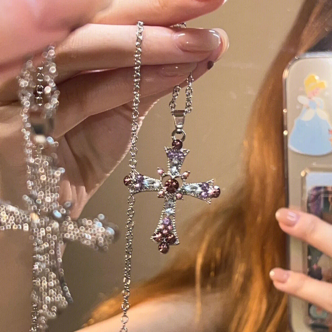 Gothic Diamond Cross Necklace