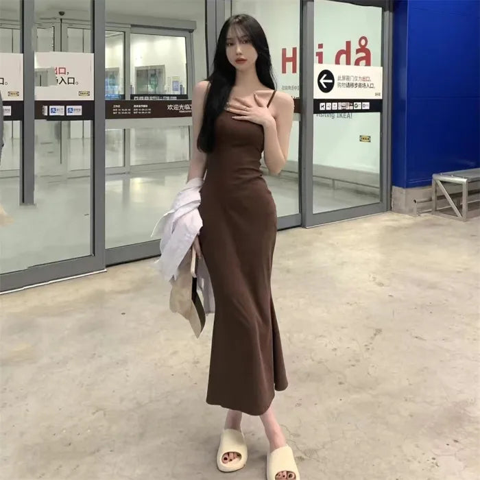 Women's Summer Backless Sling Dress β Sleeveless Fishtail Bodycon Hip Skirt