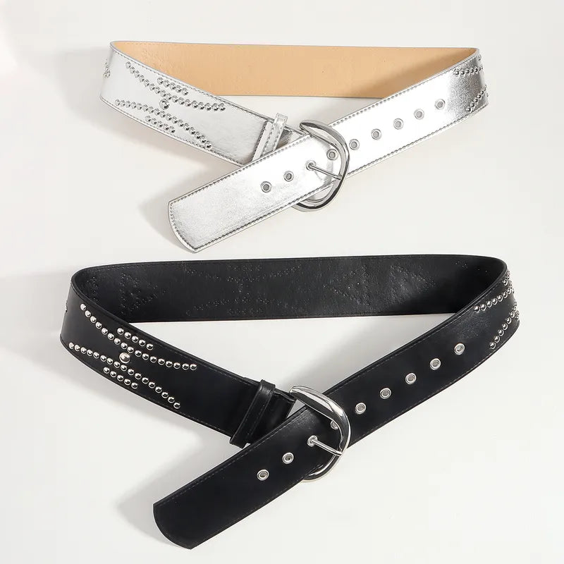 Vintage Style Pu Buckle Women's Leather Belts
