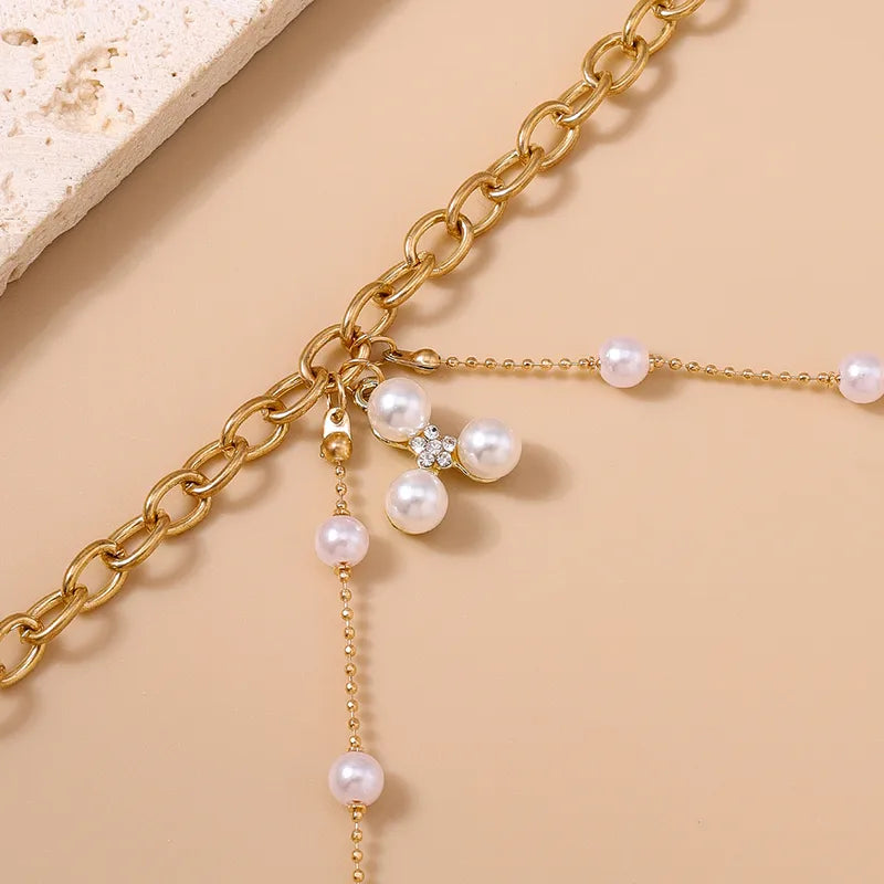 Pearl Waist Chain – Sweet Minimalist Gold Alloy Belly Chain with Imitation Pearl Drops