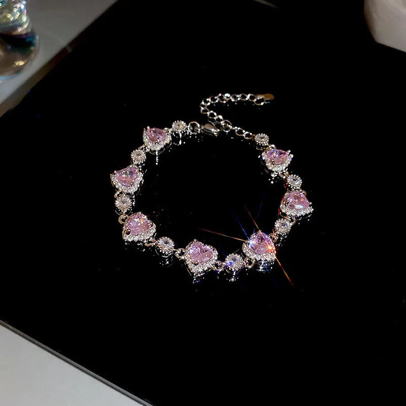 Radiant Heart Crystal Bracelet – Elegant Adjustable Sparkle Jewelry for Women