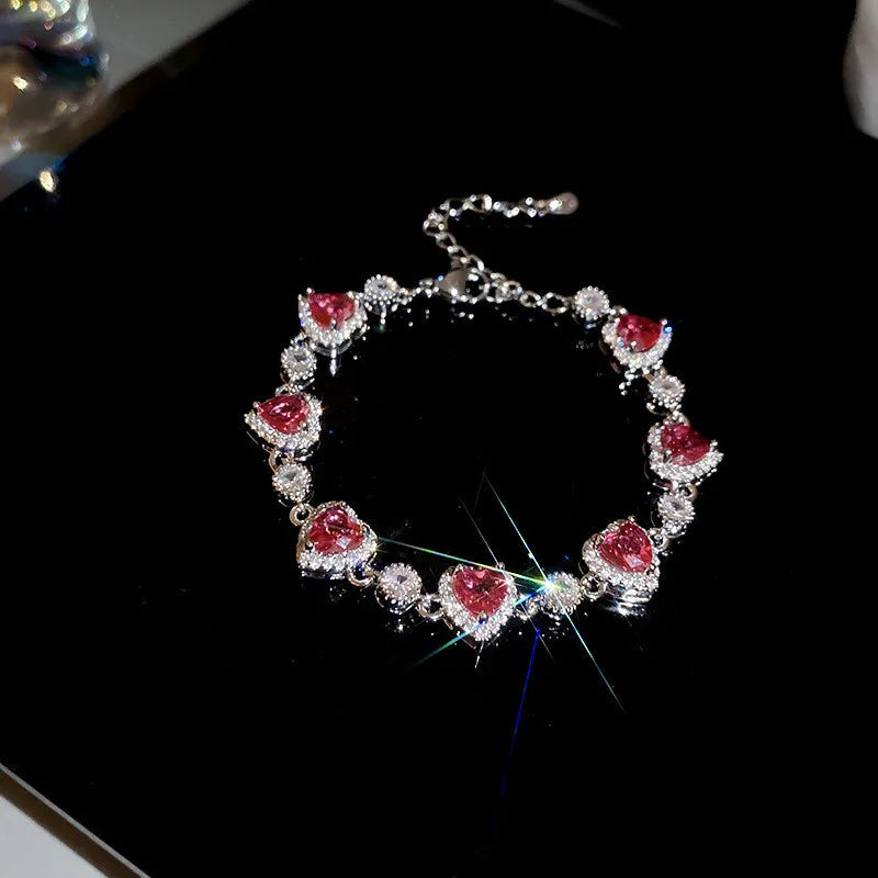 Radiant Heart Crystal Bracelet – Elegant Adjustable Sparkle Jewelry for Women