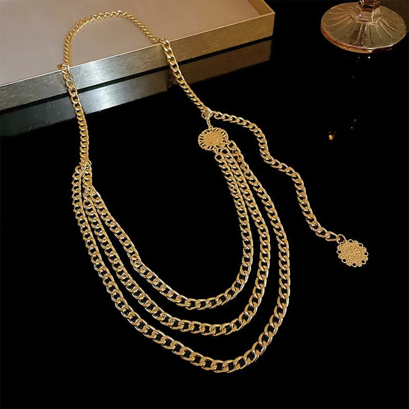 Gold Waist Chain – Layered Alloy Body Chain Belt for Women