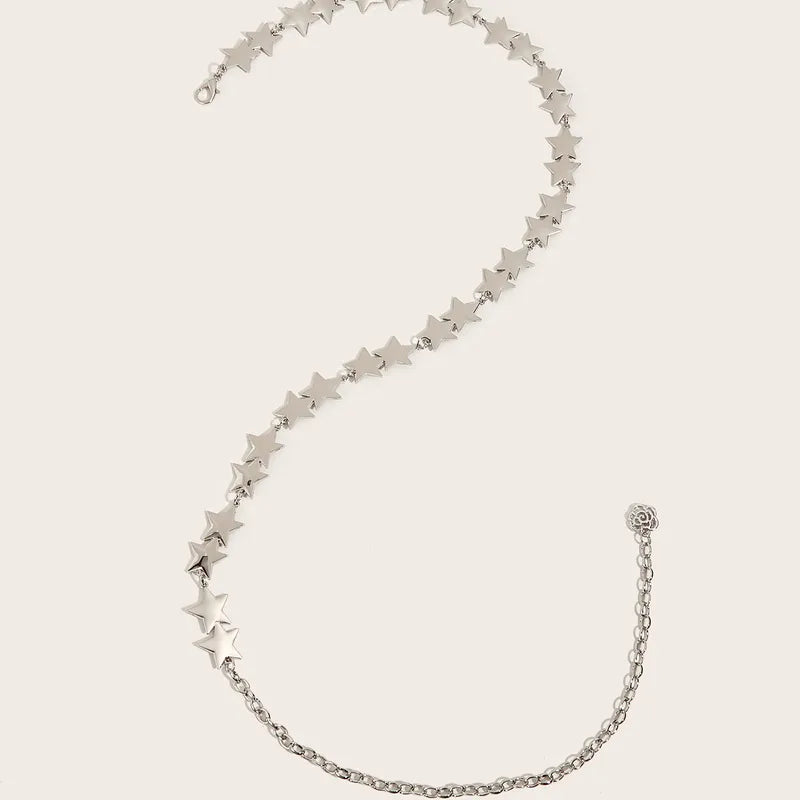 Star Waist Chain – IG Style Silver Alloy Belly Chain with Linked Star Charms