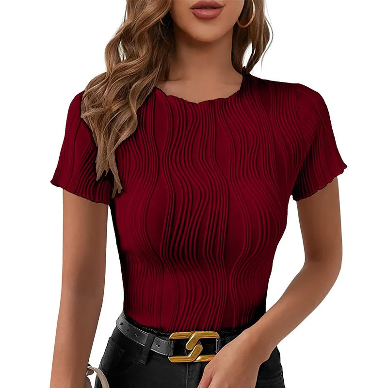 Women’s Fashion Blouse – Solid Color Long Sleeve Casual Top