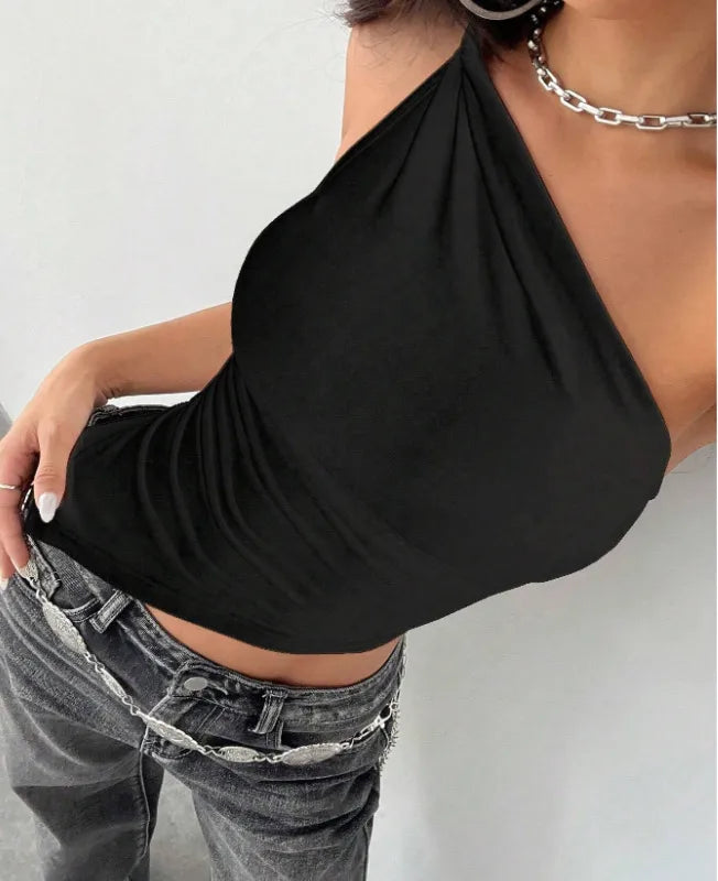 Women's Casual Elegant Sleeveless T-Shirt – Solid Color Streetwear Style