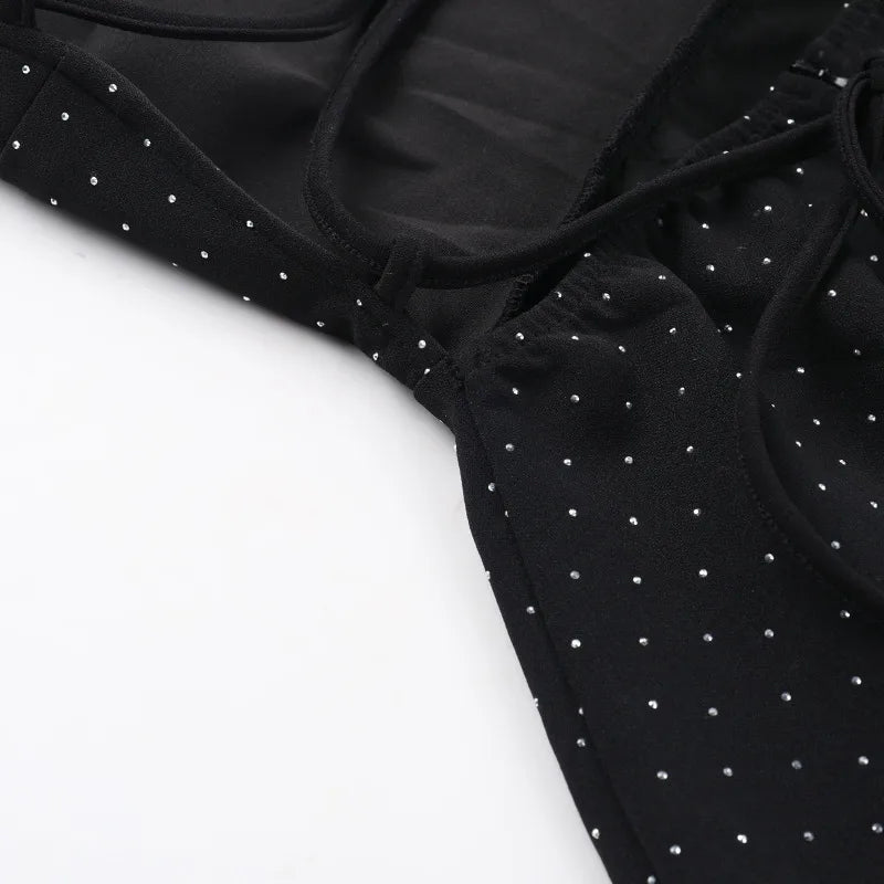 Women's Elegant Halter Neck Polka Dot Mini Dress – Sexy Backless Sleeveless Ruffle Hem Party Outfit"