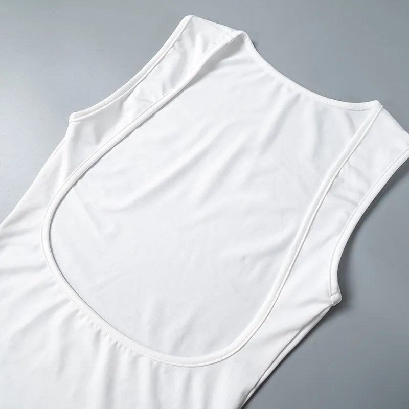 Women's Sexy Solid Color Sleeveless Mini Dress – Casual Streetwear Sheath Style