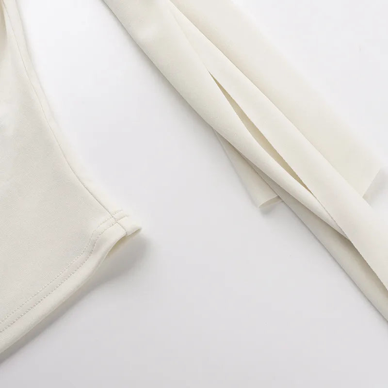Women's Sexy One-Shoulder Tie Sleeve Solid Color Slim Fit Streetwear Top
