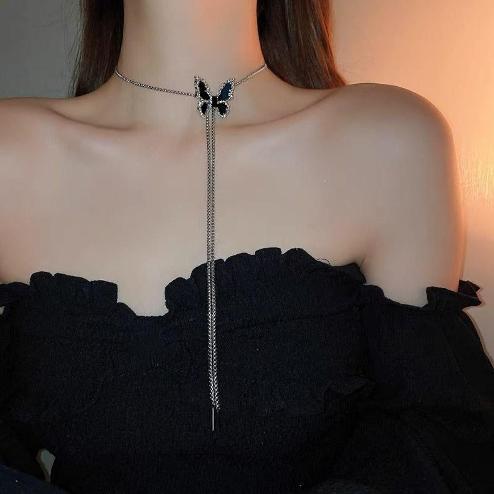 Black Butterfly Choker Necklace (Code-ZX#388)