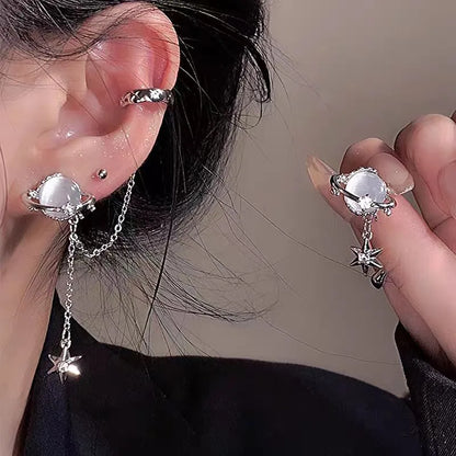 Lunar Eclipse Drop Chain Earrings (Code-ZX#638)