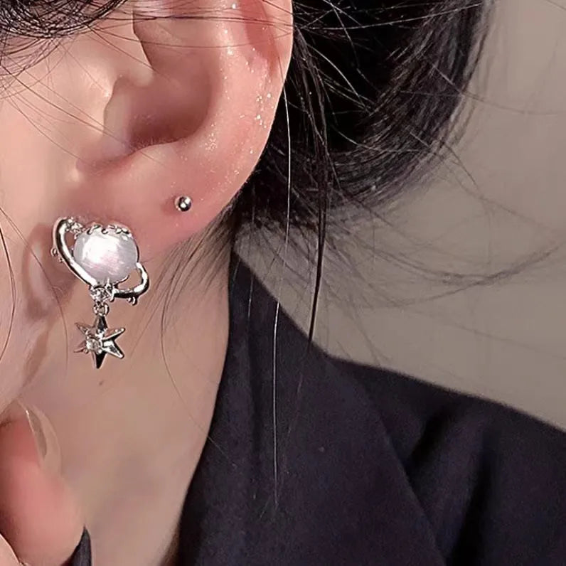 Lunar Eclipse Drop Chain Earrings (Code-ZX#638)