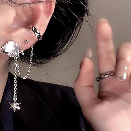 Lunar Eclipse Drop Chain Earrings (Code-ZX#638)