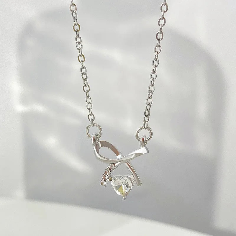 Sweet Heart Shape Alloy Plating Artificial Rhinestones Women's Necklace