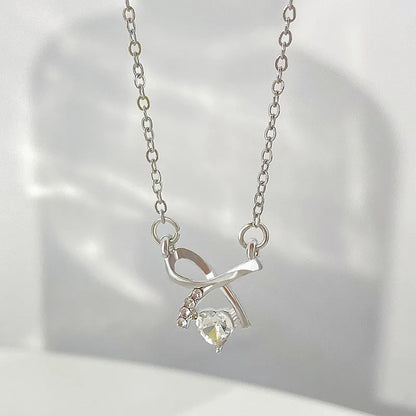 Sweet Heart Shape Alloy Plating Artificial Rhinestones Women's Necklace