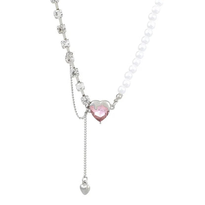 Sweet Heart Shape Alloy Plating Artificial Rhinestones Women's Necklace