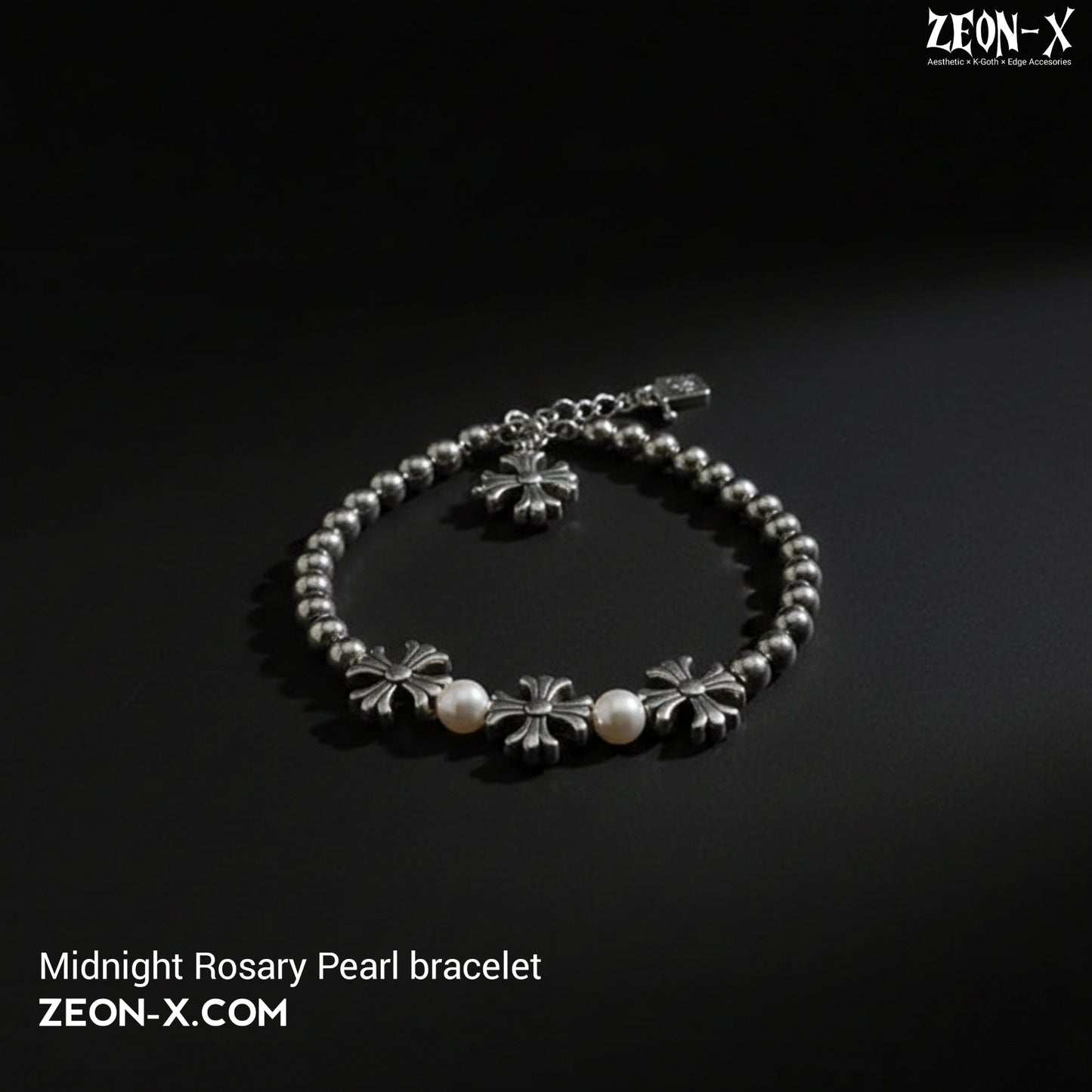 Midnight Rosary Pearl bracelet (Code-ZX#748)