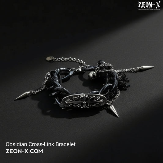 Obsidian Cross-Link Bracelet(Code: ZX#197)