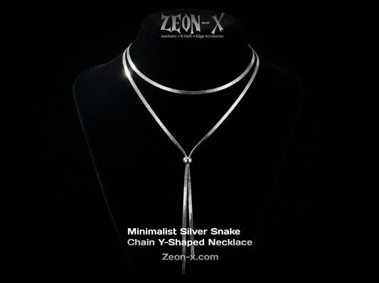 Minimalist Silver Snake Chain Y-Shaped Necklace(Code-ZX#21)