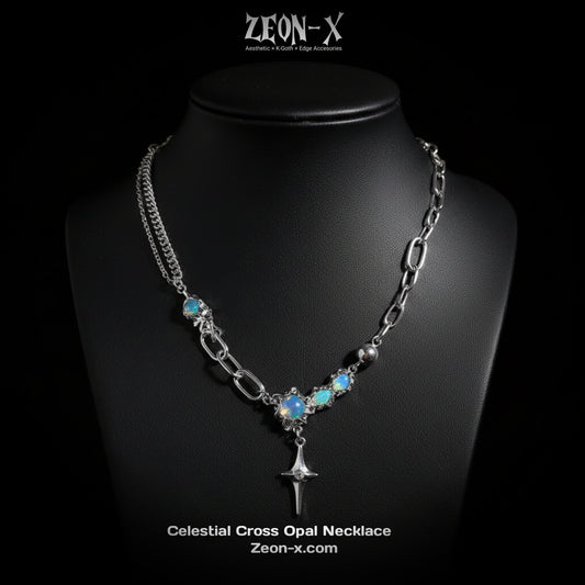 Celestial Cross Opal Necklace (Code-ZX#574)