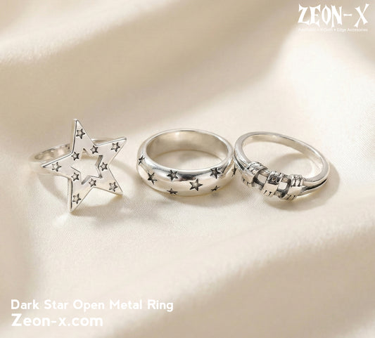 Dark Star Open Metal Ring – Hip Hop Gothic Style Adjustable Rings(Code: ZX#100)