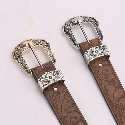 Retro Western Floral Buckle Belt (Code-ZX#742)