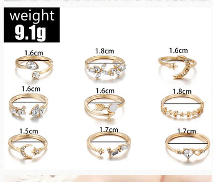 Celestial Moon & Star Ring Set (Product Code: ZX#652)