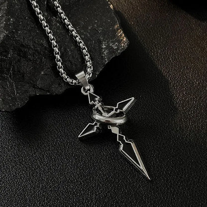 Casual Hip-Hop Cross Circle Titanium Steel Enamel Unisex Pendant Necklace