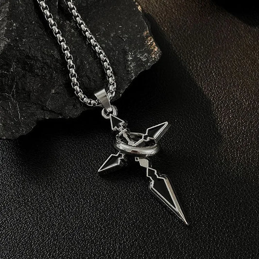 Casual Hip-Hop Cross Circle Titanium Steel Enamel Unisex Pendant Necklace