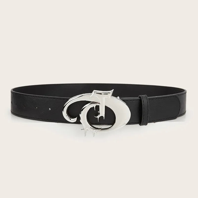 Gothic Silver “T” Buckle Leather Belt (Code-ZX#741)