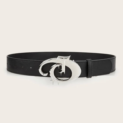 Gothic Silver “T” Buckle Leather Belt (Code-ZX#741)