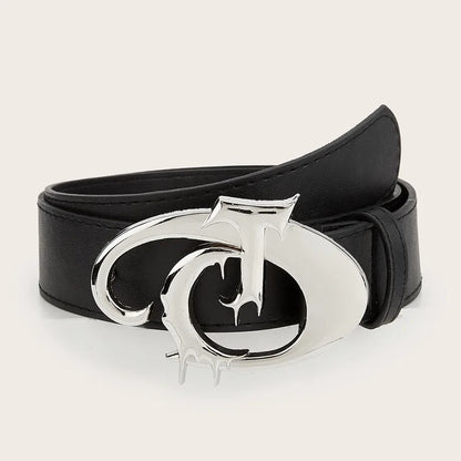 Gothic Silver “T” Buckle Leather Belt (Code-ZX#741)